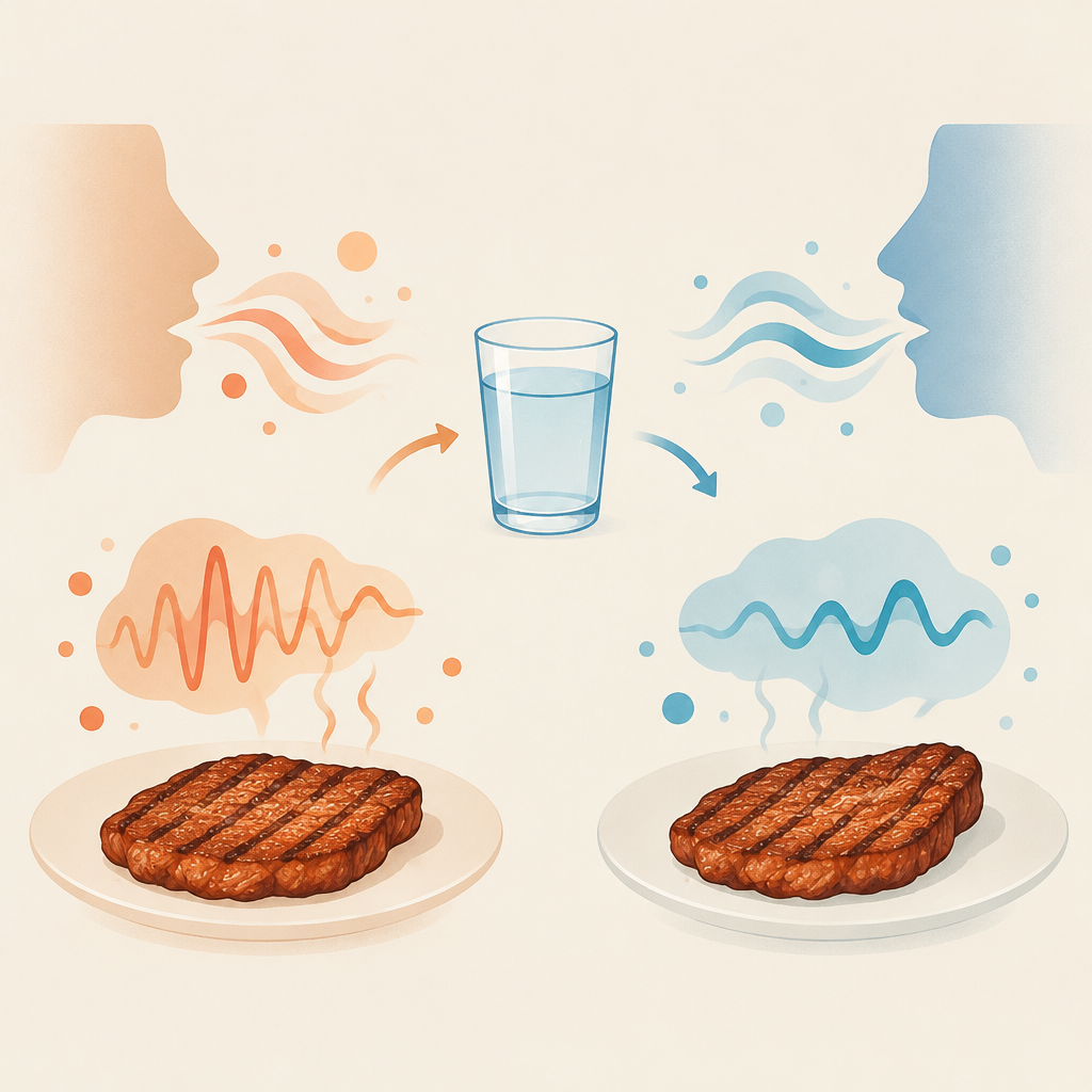 AI 생성 설명 이미지: 안산일동고기집 유니드정육식당 | 물을 마신 전후 고기 맛을 비교할 때 볼 점